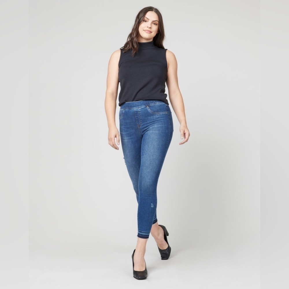 SPANX Distressed Ankle High waist skinny pull on jeans size small - Picture 2 of 14